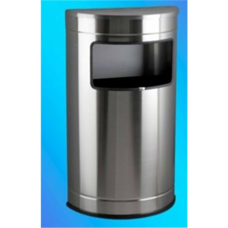 Papelera inox media luna con tapa ref: al83811 - 3990045-PAPELERA INOX AL83811