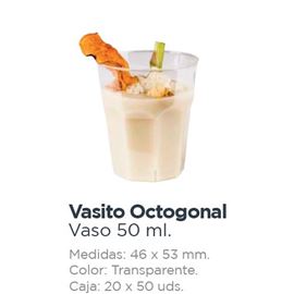 Chupito octogonal 50 cc cristalino 20 paq x 50 und c/1000 ud - 3310042- CHUPITO OCTOGONAL